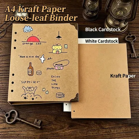 A4 DIY Kraftpapier Loseblatt Fotoalbum Sammelalbum Mit Vintage Metallecken 30 Blatt Für Abschluss Reise Erinnerung Buch