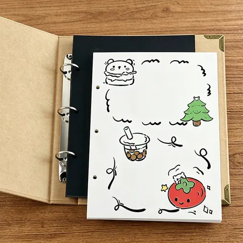 Album Photo DIY en Papier Kraft à Feuillets Mobiles Scrapbook Avec Anneaux en Métal et Coins de Protection Rétro pour Graduation