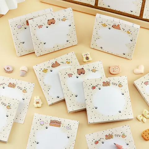 Bloc-notes Série Animaux Capybara Mignons Style Guérison Notes Adhésives Dessin Animé pour Bureau École Décoration de Bureau Papeterie