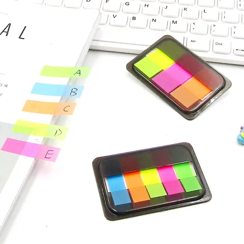 Fluorescent PET Transparent Sticky Notes Boxed Multicolor Index Tabs Page Markers For Book Reading School Office Supplies