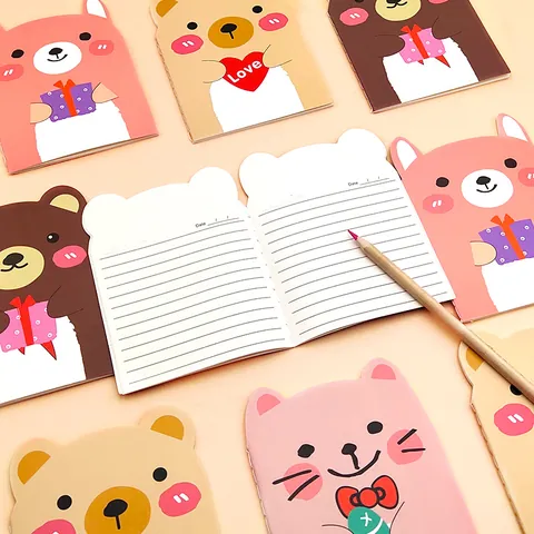 Cute Cartoon Animal Notebook Mini Portable Pocket Notebook For Students School Office Supplies Gift Bear Pattern Creative Journal
