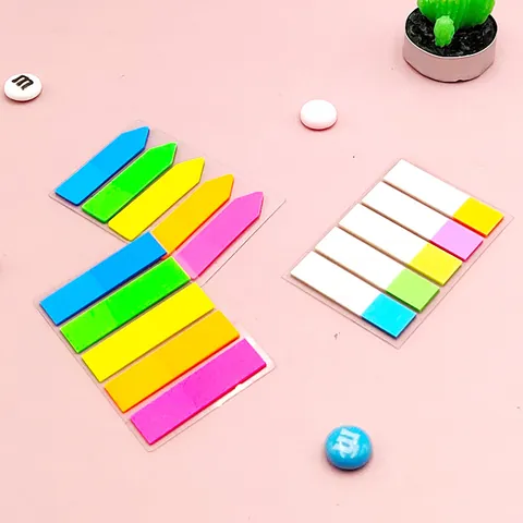 PET Fluorescent Index Stickers Transparent Waterproof Page Markers Sticky Notes For Notebook Office School Supplies