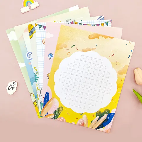 Cartoon Creative A4 Calligraphy Practice Paper For Students Hard Pen Writing Competition Regular Script Ancient Poetry Grid Paper