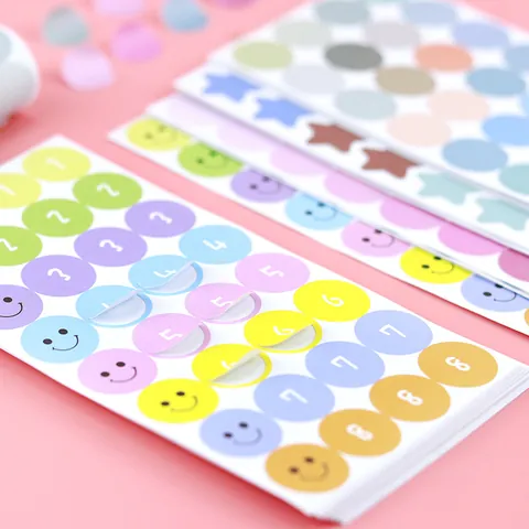 Washi Papier Stippen Sterren Cijfers Stickers Veelkleurig Japans Minimalistisch Decoratieve Labels Voor Scrapbooking Journaling Briefpapier DIY