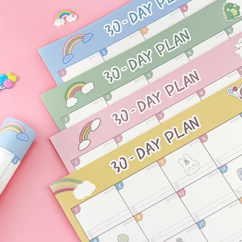 Large 30-Day Plan Monthly Schedule Table 12 Sheets Set Paper Habit Tracker Monthly Planner For Students Study Time Management