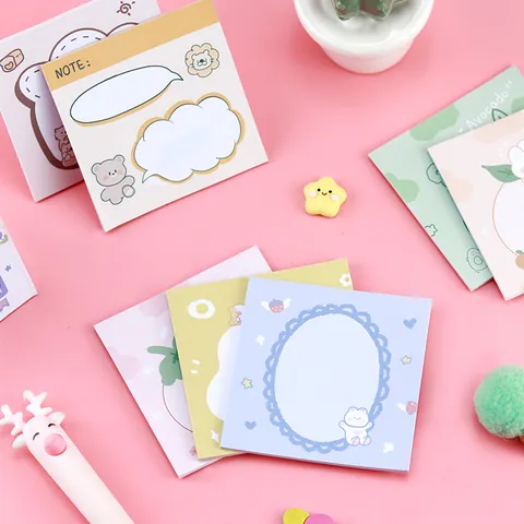 Cartoon Speech Bubble Sticky Notes Set Colorful Animals Fruits Pattern Memo Pad For Diary Decoration Office Supplies