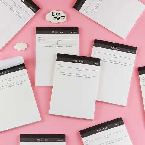 Bloc de Notas Planificador de Horarios Minimalista Negro Blanco Mensaje Memo Pad Para Gestión del Tiempo Estudio Oficina
