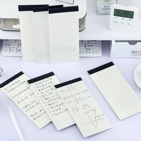 Minimalist Long Portable Memo Pad Strip Shape For Daily Planning TODO List Grid Lined Blank Pages Journaling Stationery Notebook For Office School