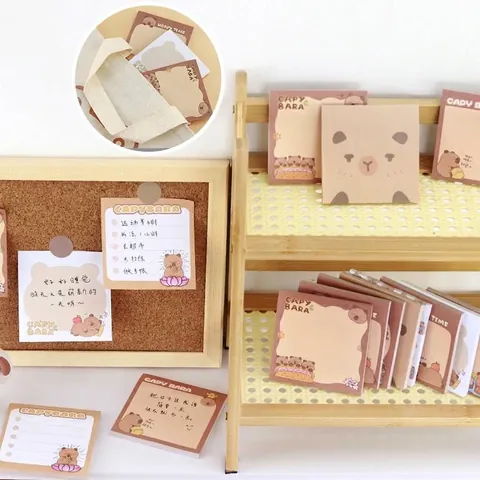 Cute Capybara Sticky Notes Self-Adhesive Memo Pads For Office School Supplies INS Style Cartoon Animal Decorative Paper Notes