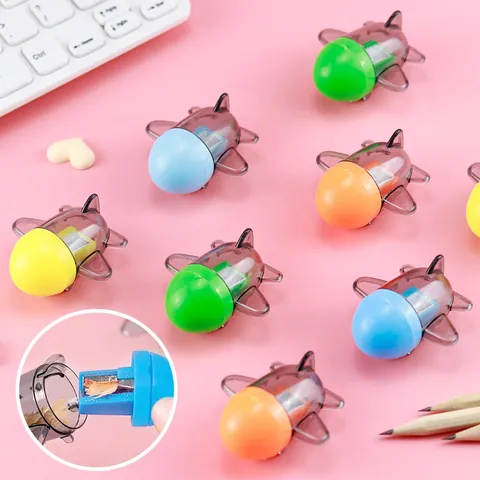 Mini Manual Airplane Pencil Sharpener Portable Single Hole Plastic Pencil Cutter Cute Desktop Stationery For Students School Kids Gift