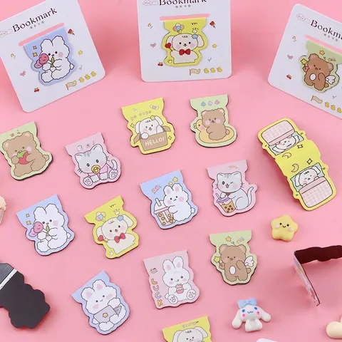 Creative Cartoon Animal Magnetic Bookmark Cute Bear Rabbit Cat Magnetic Page Marker Stationery Reading Gift For Students