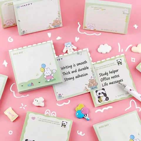 Lindos Dibujos Animados Animales Notas Adhesivas Papel Memo Pads Cuadrícula Rayado Blanco Nota Para Estudiante Oficina Papelería Recordatorio De Mensaje