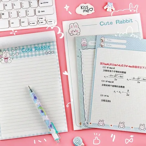 Cute Cartoon Rabbit Bear A5 Notepad Memo Pad Grid Lined Pages For Students School Office Writing Stationery 30 Sheets Portable Paper