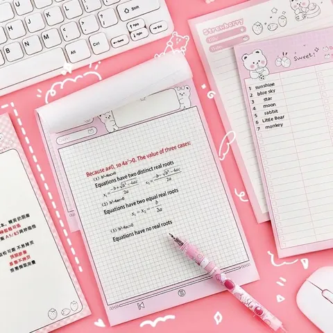 Creative Cartoon Cute Bear Rabbit Memo Pad B5 A5 Grid Lined Paper Student School Office Stationery Supplies Tearable Note Book