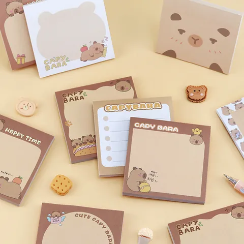 Cute Capybara Sticky Notes Self-Adhesive Memo Pads For Office School Supplies INS Style Cartoon Animal Decorative Paper Notes