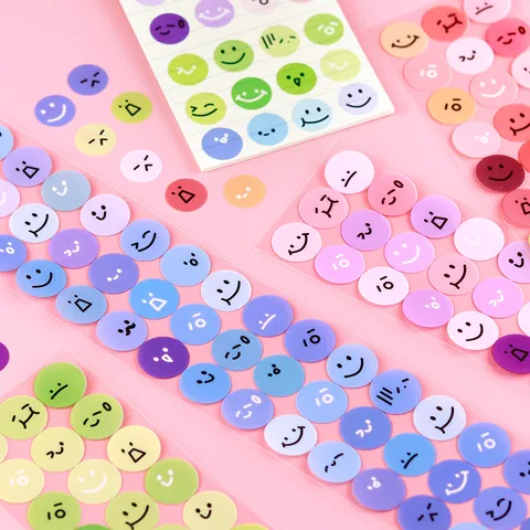 Cute Emoji Marbles Series Waterproof Stickers INS Style Round Labels For Planner Phone Case Water Bottle DIY Scrapbooking