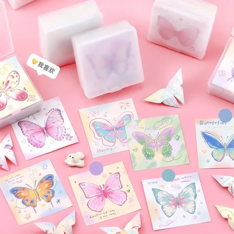 Σημειωματάριο Πεταλούδα Scrapbooking Χαρτί Πολύχρωμα Φύλλα Origami DIY Χαρτικά Με Κουτί Αποθήκευσης
