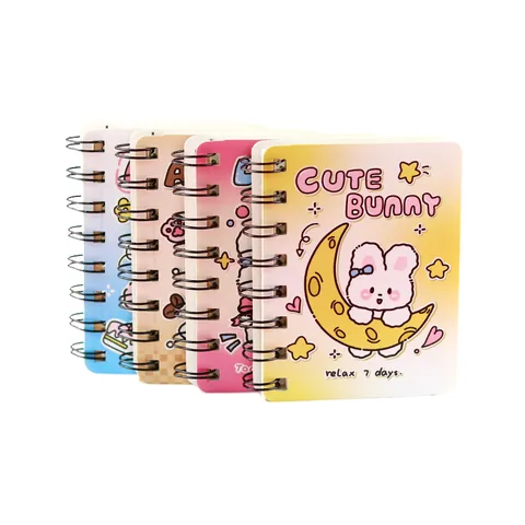 Dreamy Gradient Cartoon Bunny Spiral Notebook A7 Portable Blank Inner Pages Notepad Classroom Student Stationery Gift