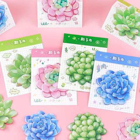 Succulent Shaped Sticky Notes Creative Die-Cut Self-Adhesive Memo Pads Ins Style Decorative Stationery For Students School Office