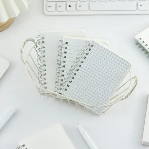 Portable Mini Spiral Notebook PP Frosted Transparent Cover Small Pocket Memo Pad Grid Lined Blank Pages Journal Stationery For Daily Office School
