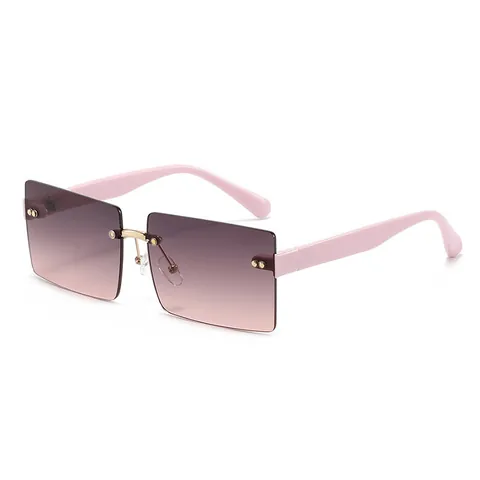 Gafas de Sol Cuadradas sin Montura Mujer Hombre Retro Borde Recortado Lentes Degradadas UV400 Gafas de Moda para Viajes Diario