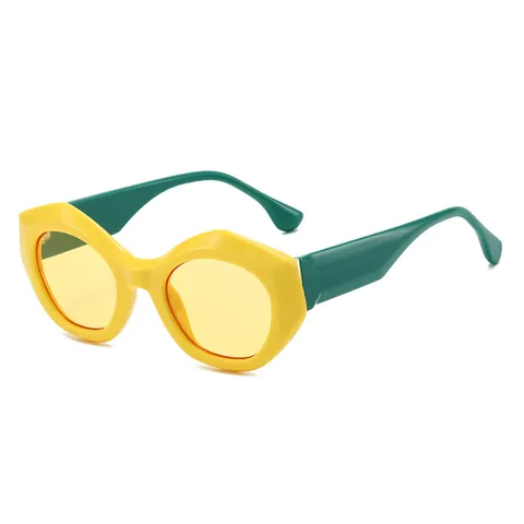 Mode Polygon Sonnenbrille Für Damen Herren Retro Geometrischer UV400 Schutz Brille Minimalistische Große Rahmen Brillen Für Outdoor Street Shooting Reise Urlaub