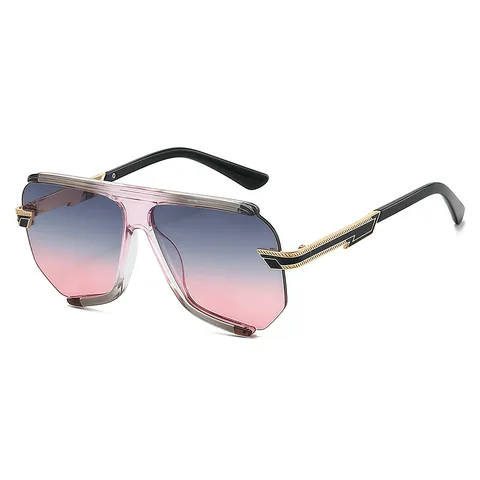 Mode Half Montuur Zonnebril Voor Dames Heren Vintage Verloop PC Glazen UV400 Bescherming Oversized Geometrische Vierkante Bril Reizen Eyewear