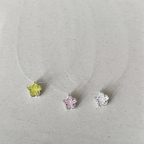 Collar con Colgante de Estrella de Estrás Simple Dulce Mujer Gargantilla de Sedal Transparente Joyería de Moda