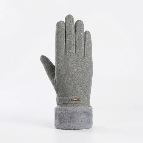 Women Winter Thermal Gloves Dralon Touchscreen Full Finger Gloves Faux Fur Cuff Outdoor Cycling Printed Mittens Jewelry Tag