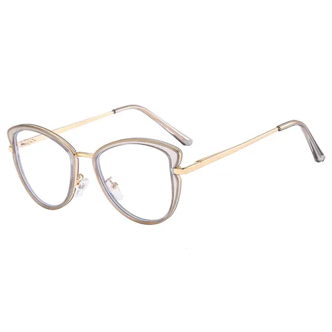 Vintage Cat Eye Anti Blue Light Glasses Frame For Women Metal Plastic Fashion Retro Clear Lens Eyeglasses Office Daily Decorative Eyewear