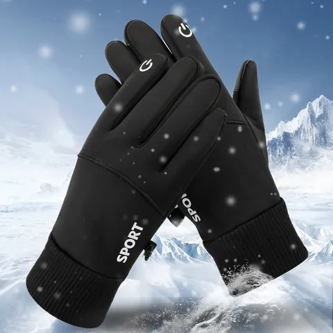 Men Winter Outdoor Gloves Waterproof Windproof Touchscreen Thermal Fleece Lined Non-Slip Driving Cycling Sport Mittens