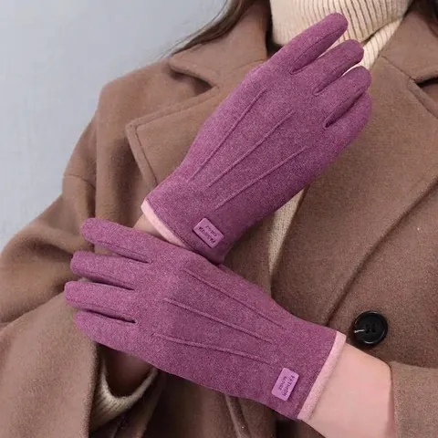 Womens Winter Fleece Lined Warm Gloves Touchscreen Windproof Cycling Gloves Rabbit Fur Knit Thermal Gloves