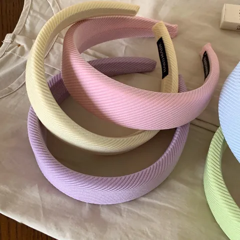 Serre-tête Large en Éponge pour Femmes Style Coréen Tissu Sergé Bandeau Augmentation Crânienne Couleur Unie Accessoire Cheveux Simple