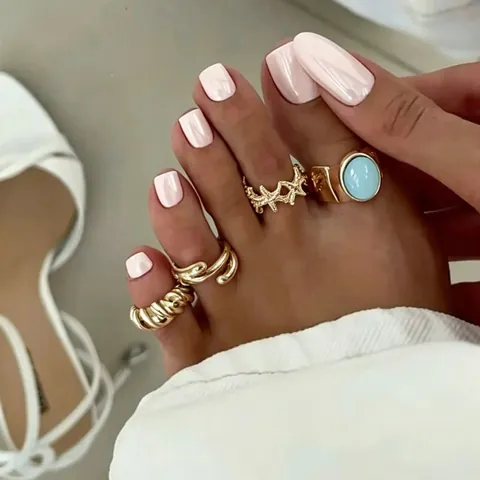 Colección Anillos Dedo Pie Estrella Mar Espiral Aleación Estrás Incrustado Gema Azul Anillos Abiertos Mujer Joyería Playa Verano