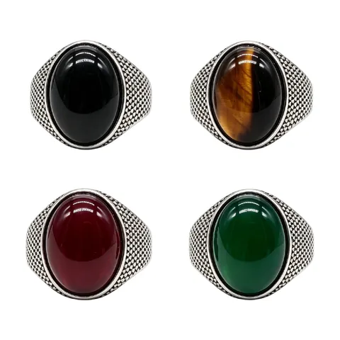 Bague En Acier Titane Style Palais Vintage Pour Hommes Bague Simple Ovale En Strass Avec Texture Nid D'Abeille Bijoux