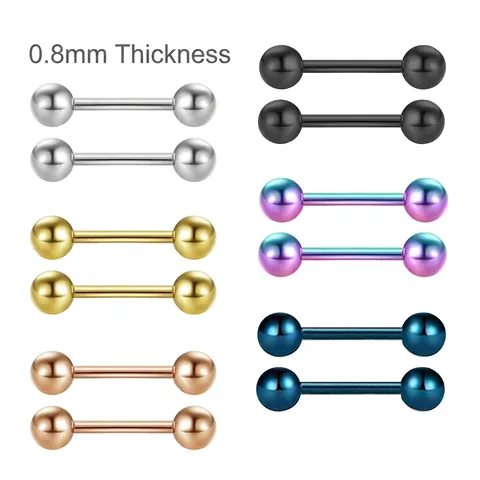 Pendientes de Barra con Doble Bola Redonda de Acero Inoxidable de 0.8mm Joyería Minimalista para Perforación de Cartílago para Mujeres y Hombres
