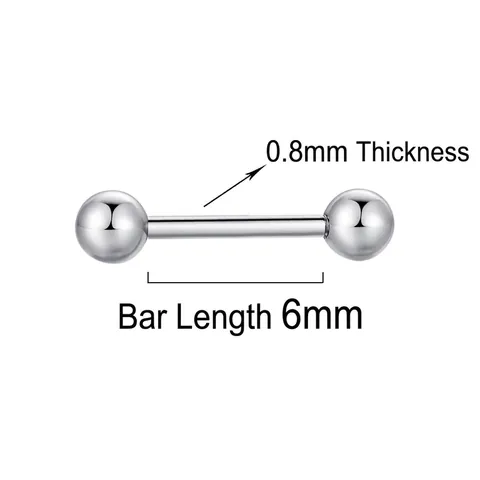 Pendientes de Barra con Doble Bola Redonda de Acero Inoxidable de 0.8mm Joyería Minimalista para Perforación de Cartílago para Mujeres y Hombres