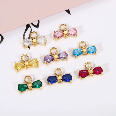 Colgante de Lazo de Acero Inoxidable con Circonia para DIY Joyería para Collar Pulsera Pendientes Oro Plata Amulet de Circonia