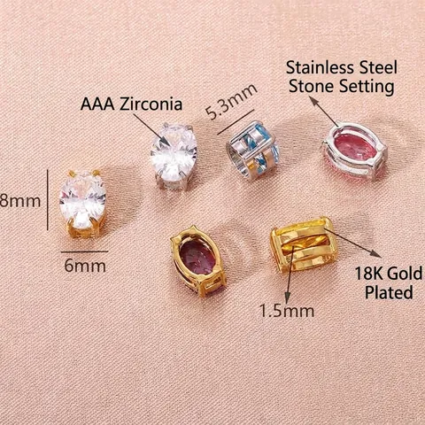 Colgante de Circonia Ovalada de Piedra de Nacimiento de Acero Inoxidable para Joyería DIY Dijes de Piedra para Mujer Regalo