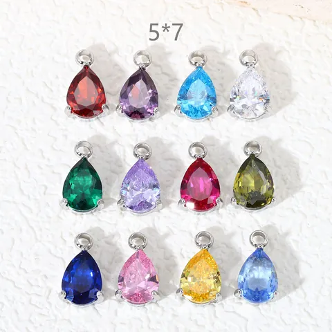 Colgante Piedra de Nacimiento Circonia Forma Pera Acero Inoxidable Dije Gota de Agua Para Joyería DIY Accesorio Collar Mujer