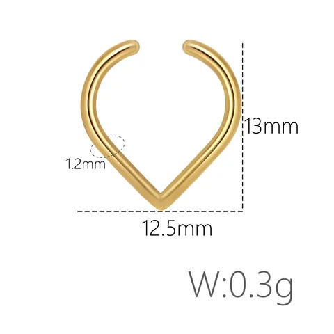 Stainless Steel Waterdrop Fake Nose Ring Non-Piercing Clip On Septum Ring Ear Cartilage Clip Punk Body Jewelry For Unisex