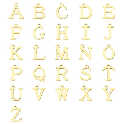 Colgantes de Alfabeto A-Z de Acero Inoxidable Letras Pequeñas DIY Joyería Charms Chapado en Oro Plata Colgantes de Iniciales para Collar Pulsera DIY Accesorios