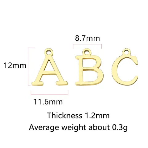 Colgantes de Alfabeto A-Z de Acero Inoxidable Letras Pequeñas DIY Joyería Charms Chapado en Oro Plata Colgantes de Iniciales para Collar Pulsera DIY Accesorios