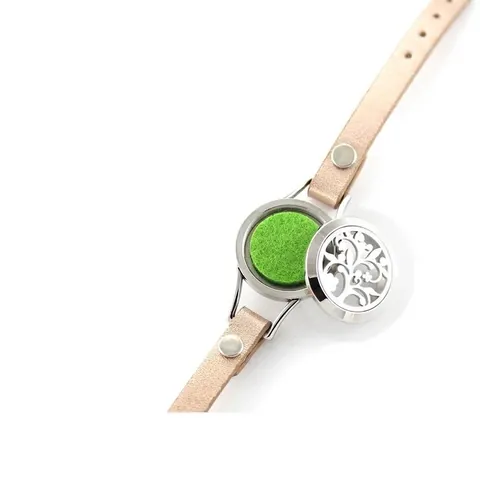 316L Edelstahl Ätherisches Öl Diffusor Armband Echtlederband Hohl Baum Des Lebens Aromatherapie Armband Für Damen