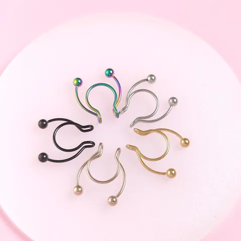 Roestvrijstalen U-vormige Septum Neusring Hoefijzer Ring met Bolsluiting Piercing Sieraden voor Dames Heren Punk Geometrische Lichaamssieraden