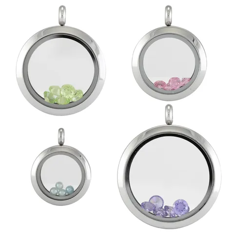 Roestvrij Staal Rond Floating Locket Hanger Glas Memory Foto Medaillon Magnetisch Open Fotolijst Ketting Sieraden Voor Vrouwen
