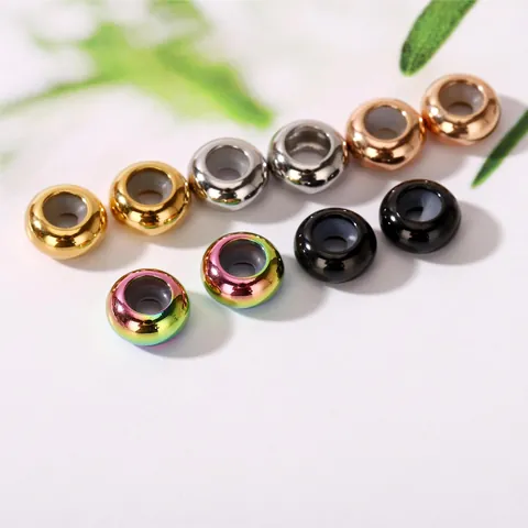 Adjustable Stainless Steel Positioning Beads with Silicone Core for Bracelet Pearl Chain Sliding Stopper Beads DIY Jewelry Finding