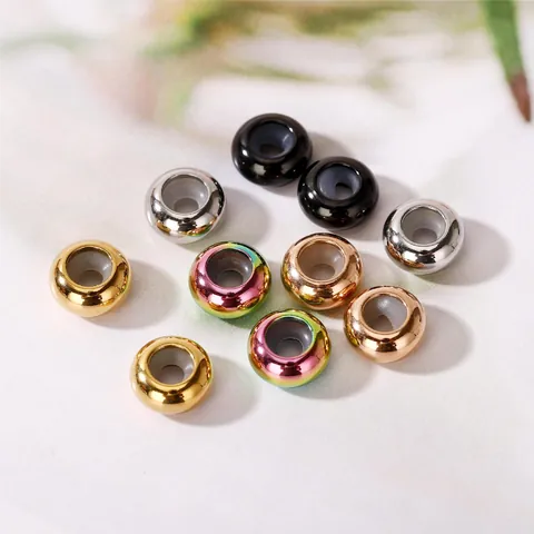 Adjustable Stainless Steel Positioning Beads with Silicone Core for Bracelet Pearl Chain Sliding Stopper Beads DIY Jewelry Finding