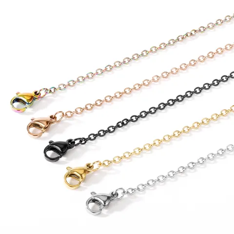 Collar Minimalista de Acero Inoxidable para Mujer Cadena de Eslabones Chapado en Oro 18K Cadena Básica DIY Joyería Regalo