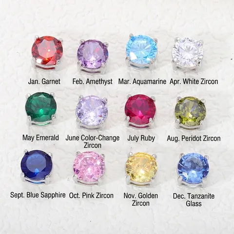 Round Titanium Steel Cubic Zirconia DIY Beads 6mm Birthstone Charms For Necklace Bracelet Jewelry Making Accessories